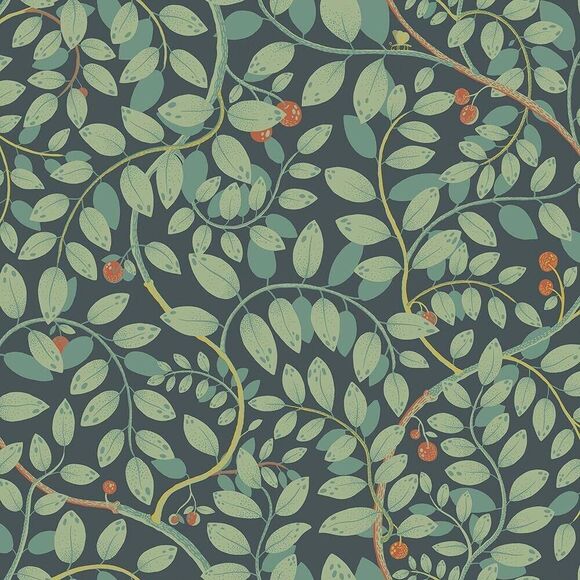 A Street Prints Kirke Turquoise Leafy Vines Wallpaper Lina II 65105 Midbec - Picture 1 of 11